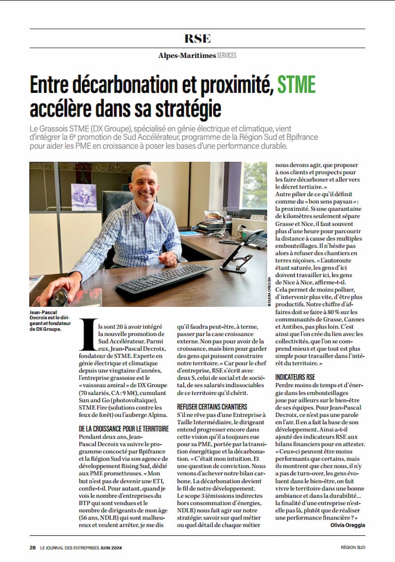 STME jeanpascal decroix dirigeant stme dx groupe sud accélérateur journal des entreprises